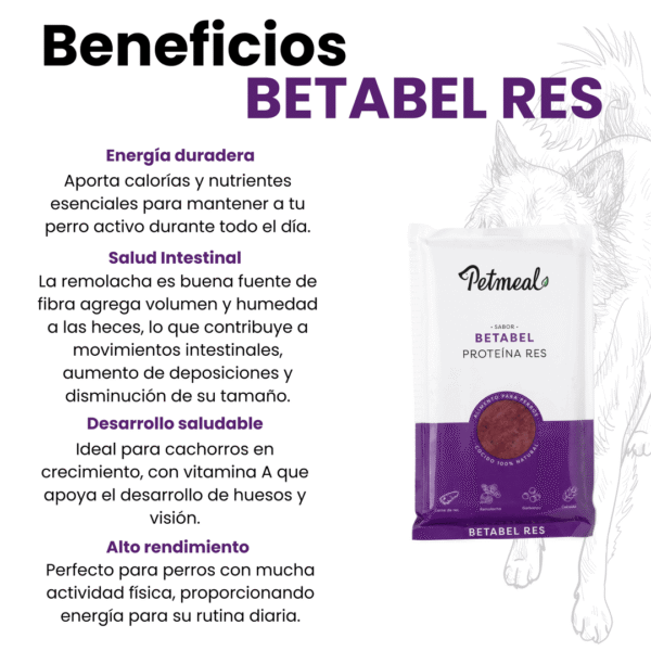 Alimento natural PetMeal, dieta cocida para perro sabor res, betabel 500g