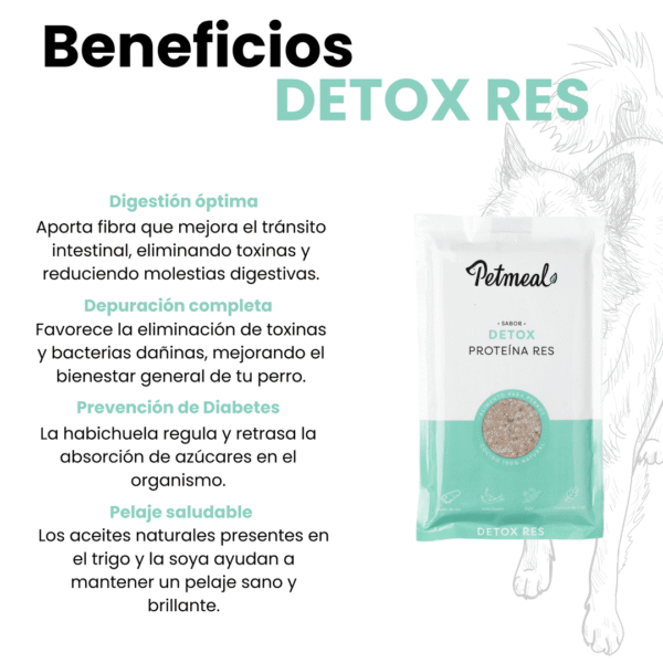 Delicioso alimento para perro sabor detox res 500g