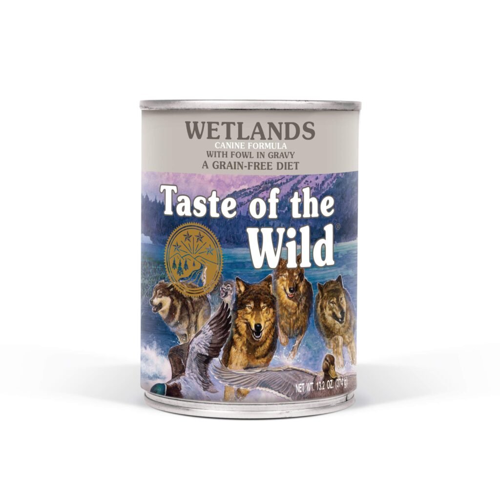 Alimento húmedo para perro,Taste of the wild wetland con proteína de pato lata 13,2 oz