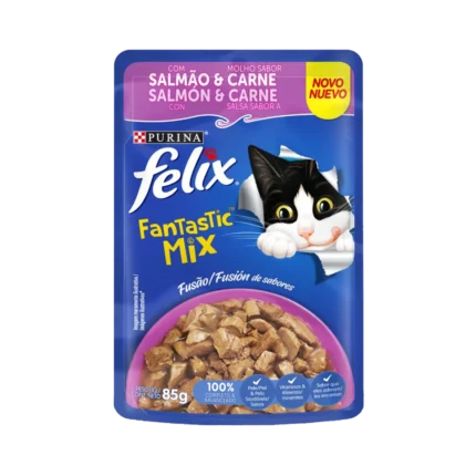 FELIX POUCH FANTASTIC MIX SALMÓN CARNE 85GR