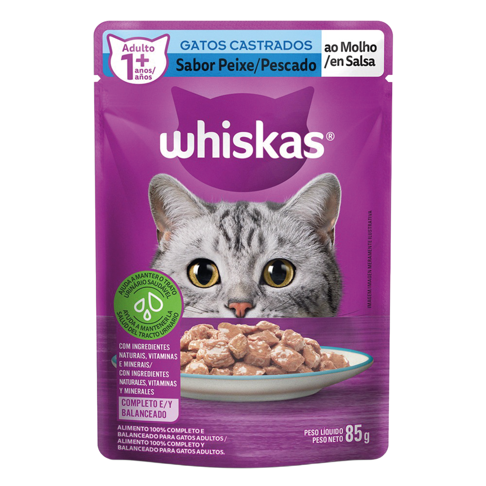 Whiskas-pescado WHISKAS GATO POUCH CASTRADO PESCADO 85GR - Imagen 1