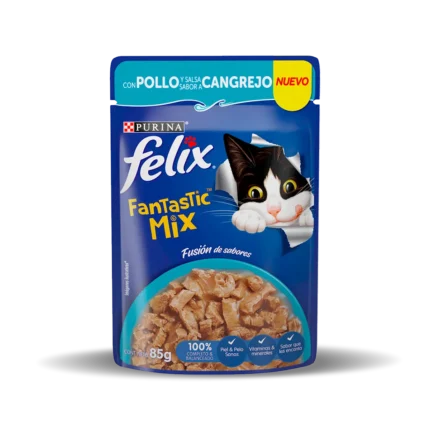 FELIX POUCH FANTASTIC MIX POLLO CANGREJO 85GR