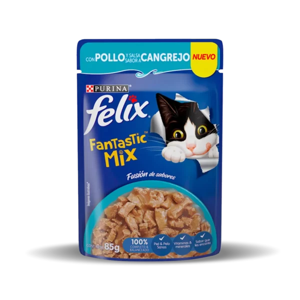 FELIX POUCH FANTASTIC MIX POLLO CANGREJO 85GR