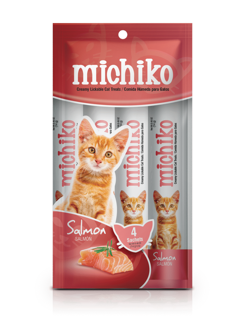MICHIKO SNACK CREMOSO POR 4 UNIDADES SALMON 14GR