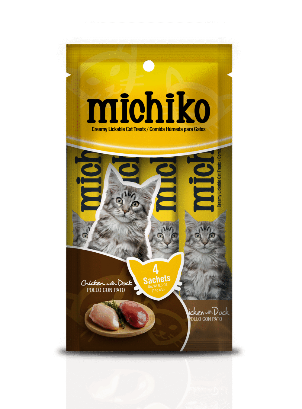 MICHIKO SNACK CREMOSO POR 4 UNIDADES POLLO Y PATO 14GR