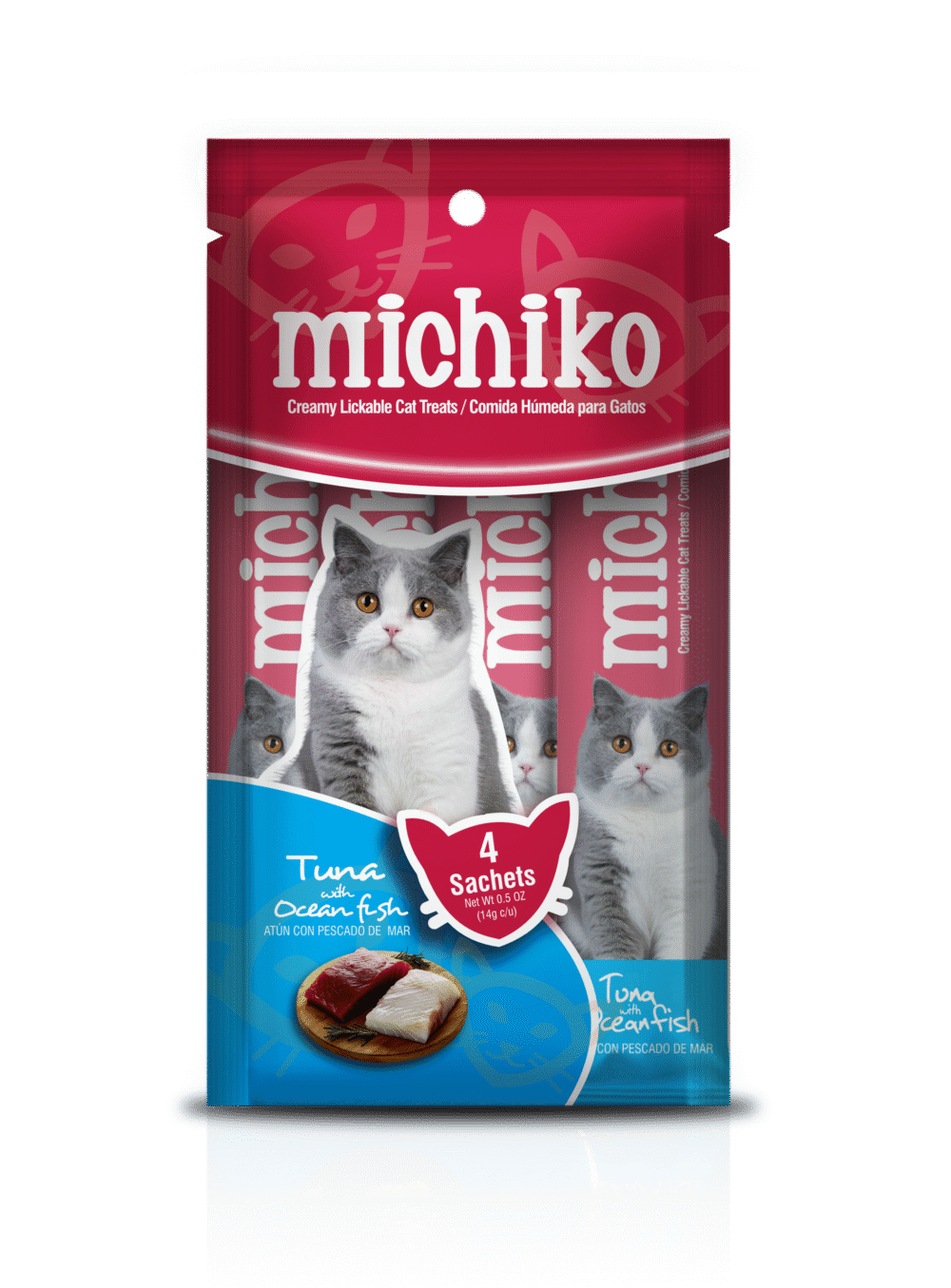 MICHIKO SNACK CREMOSO POR 4 UNIDADES ATÚN Y PESCADO 14GR