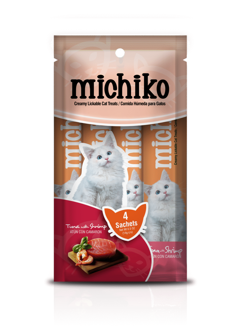 MICHIKO SNACK CREMOSO POR 4 UNIDADES ATÚN Y CAMARÓN 14GR