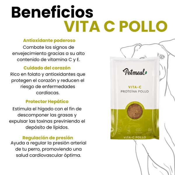 Alimento natural PetMeal, dieta cocida para perro sabor pollo-vita C 500g