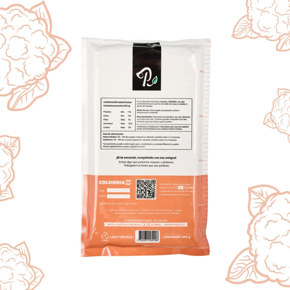 Delicioso Alimento cocido para perro deliflor 500gr