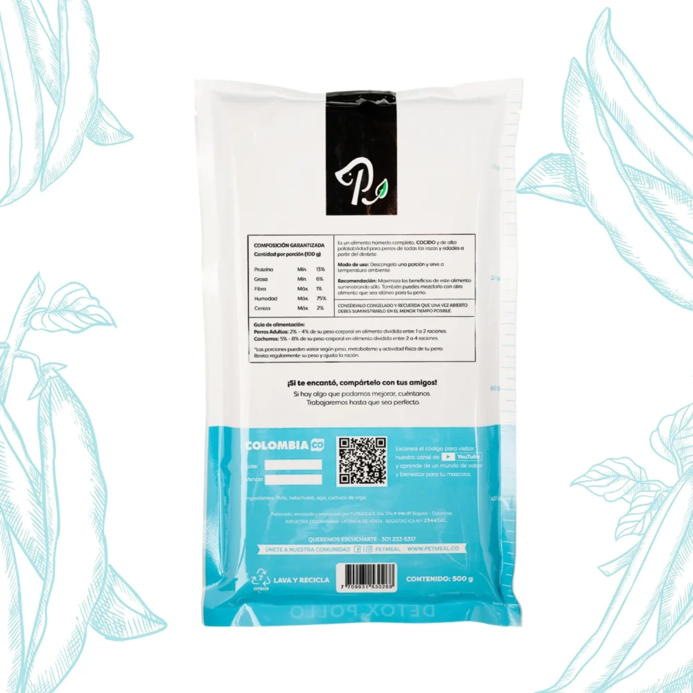 Deliciosa alimento para perro sabor pollo detox 500g