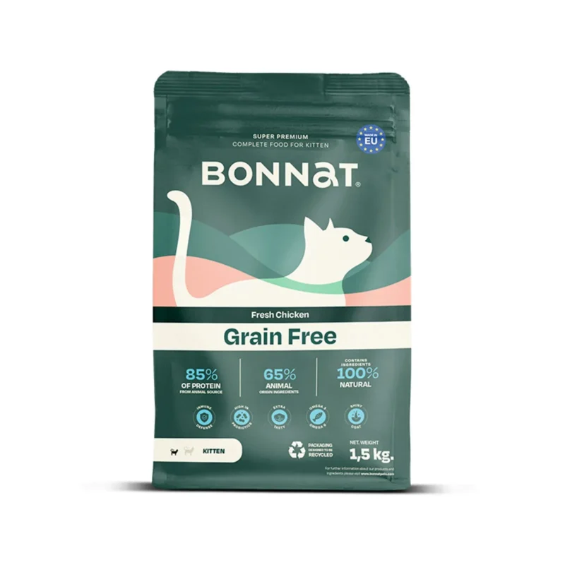 Alimento para gato cachorro, Bonnat libre de granos 1.5 Kg - Imagen 2
