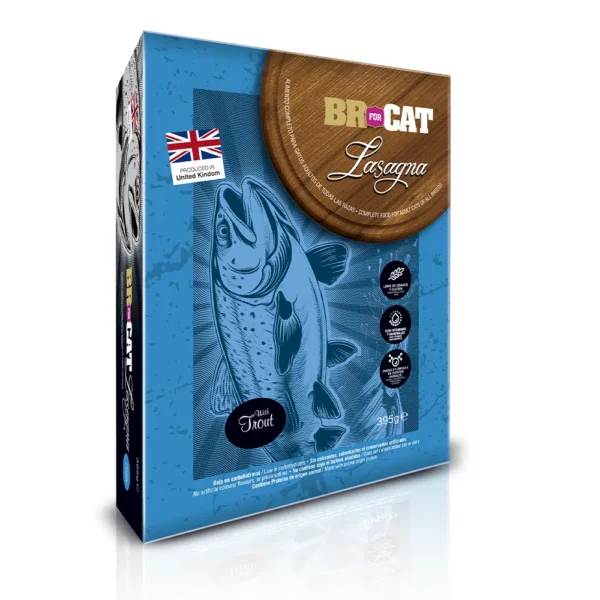 lasagna alimento humedo para gato con trucha 395g