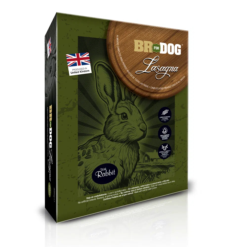 lasagna alimento humedo para perro con conejo 395g