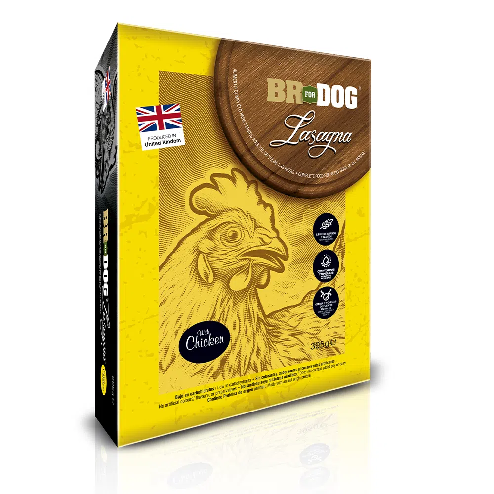 lasagna alimento humedo para perro con pollo 395g