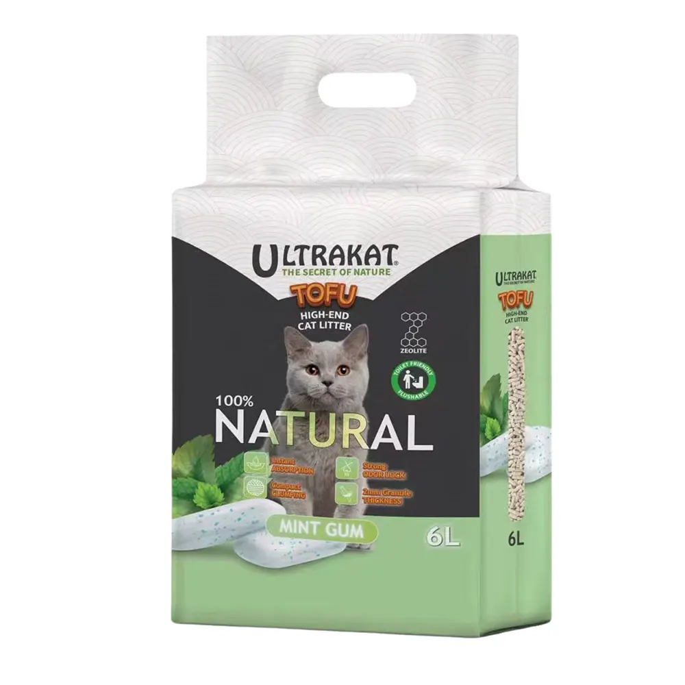 arena ecologica para gato de tofu marca ultrakat 6lb alta calidad