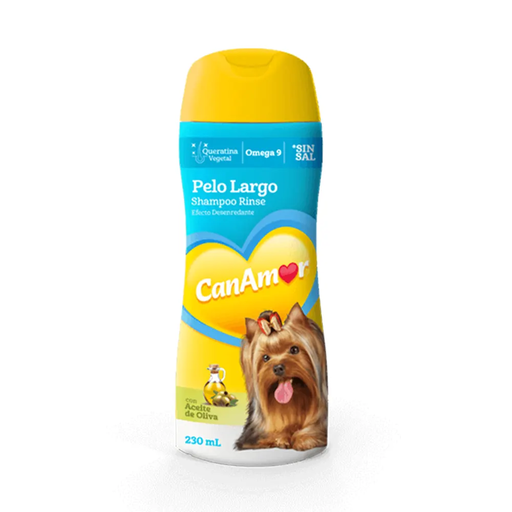 o Shampoo para perro canamor pelo largo con rinse 230ml