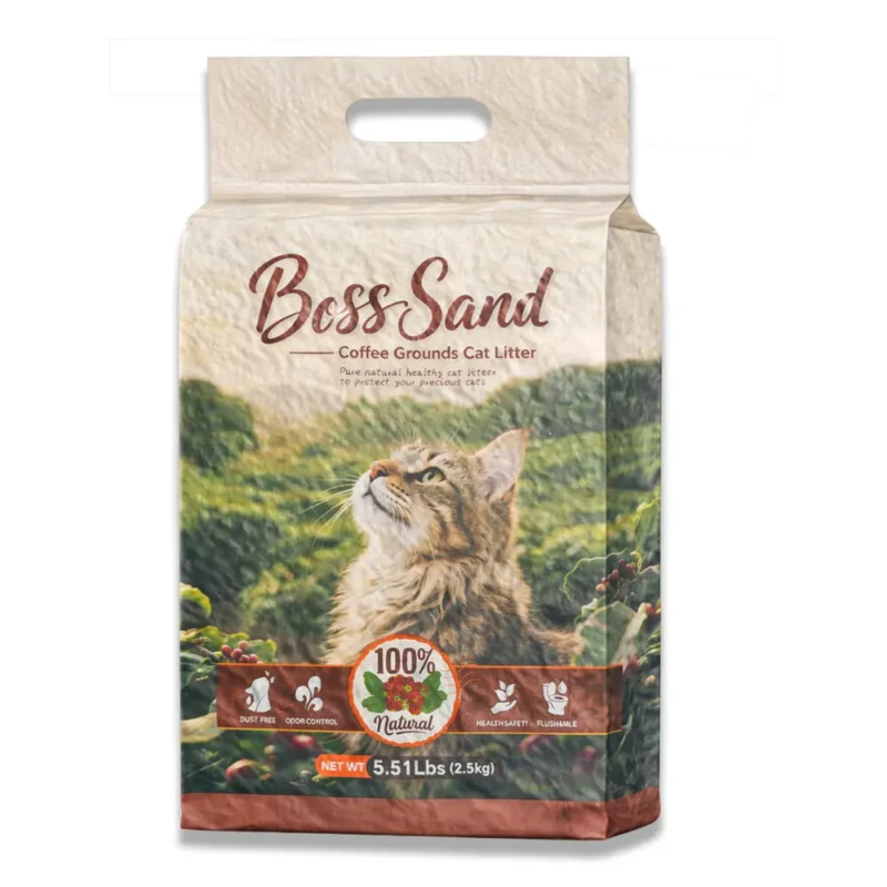 Arena ecológica y biodegradable para gato Boss sand coffe Grounds