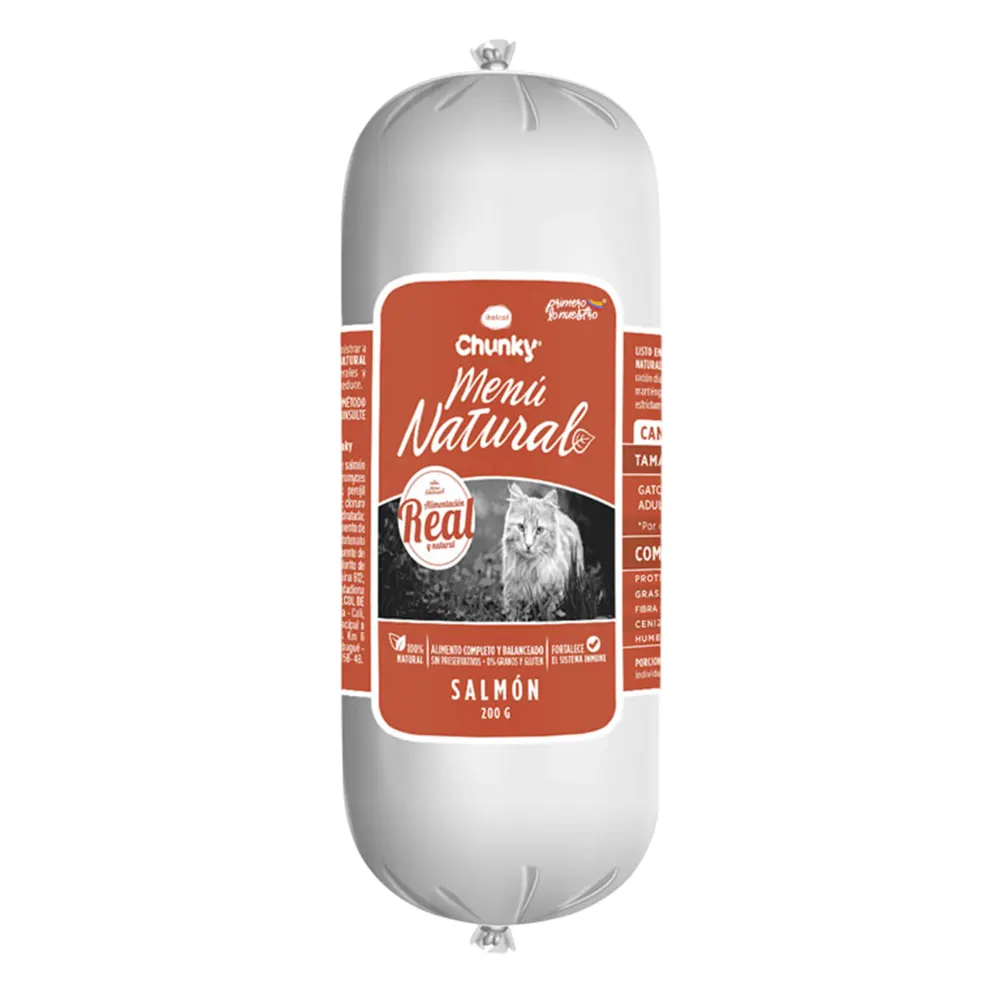 Menu-natural-gato-salmon alimento natural horneado para gato Chunky menu natural