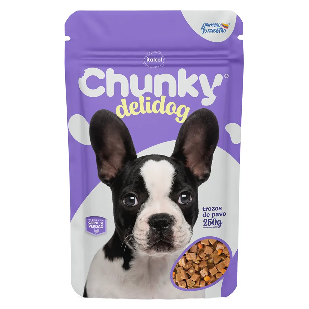 chunky-delidog-pouch-pavo húmedo para perro todas las razas Chunky pouch trozos pavo