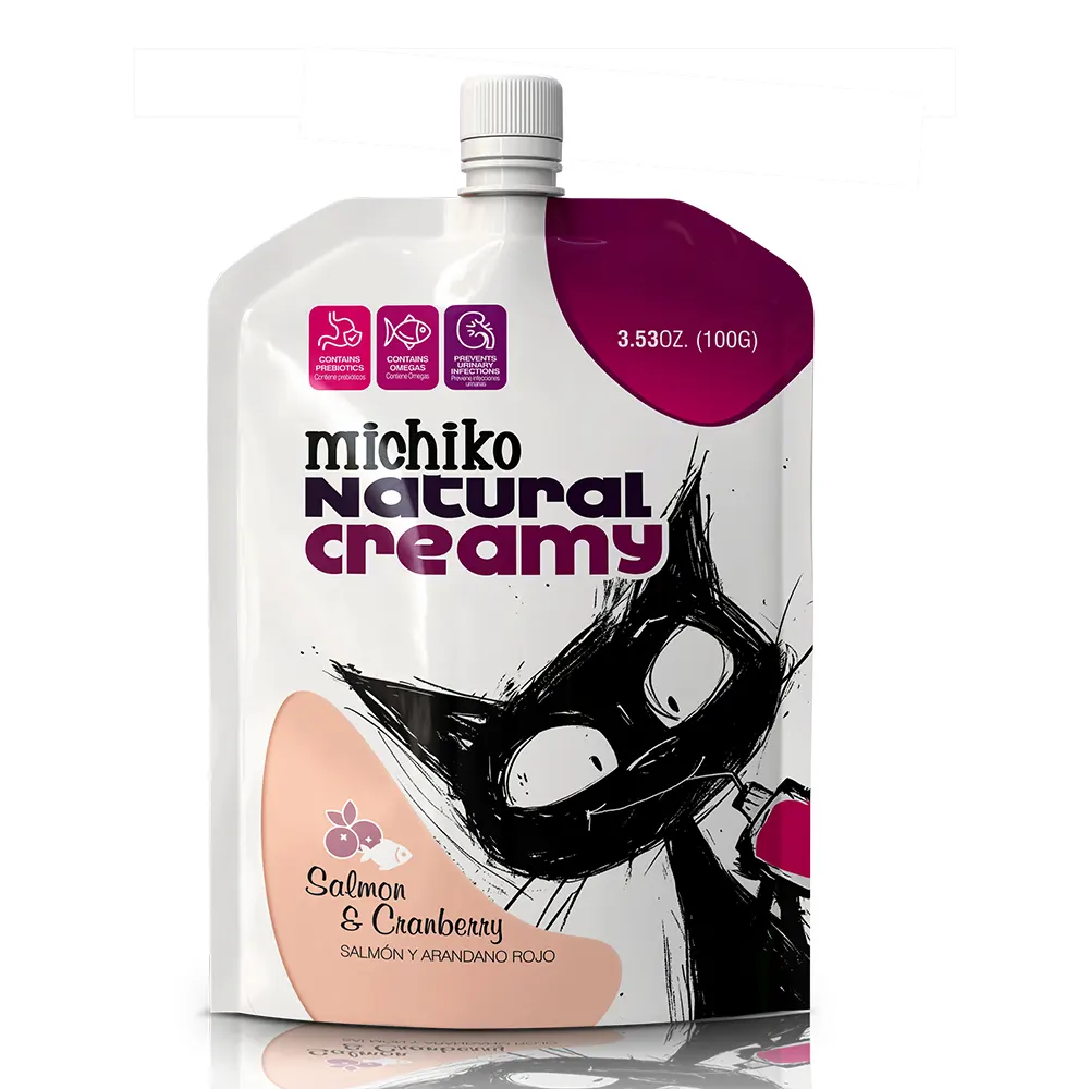 Michiko-salmon-y-arandano-rojo Snack para gato, Michiko natural creamy