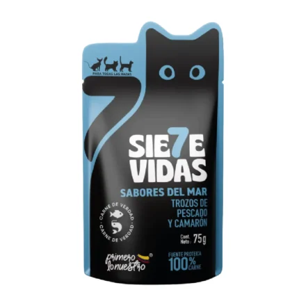 Alimento para gato adulto Siete Vidas Pescado y Camarón Pouch