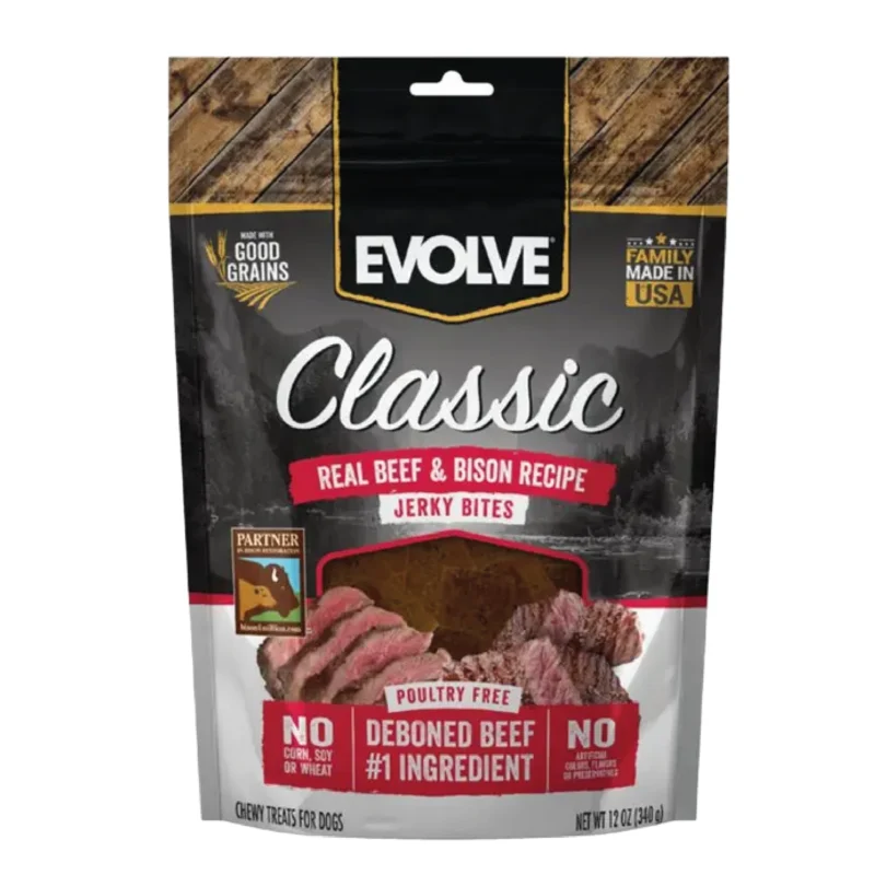Snack para perro Evolve Jerky Bites Grain Free